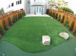 Backyard landscaping project with artificial grass in San Francisco, Bay Area, California.